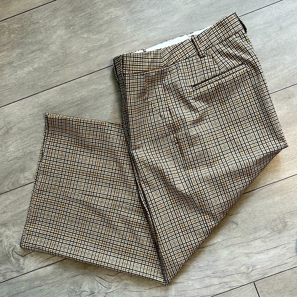 MICHAEL KORS NWOT Wool Lightweight Beige Checkered Cropped Trousers, Size 10 - Picture 1 of 12